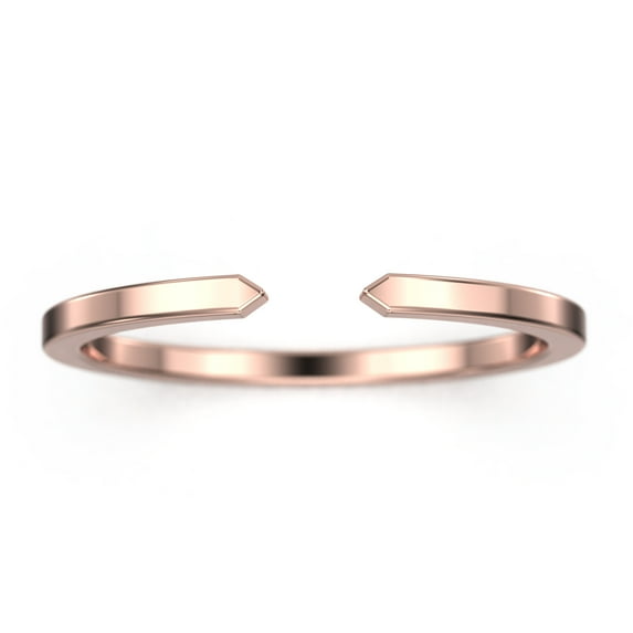 18K Rose Gold Over Silver Wedding Ring Open Design Wedding Band