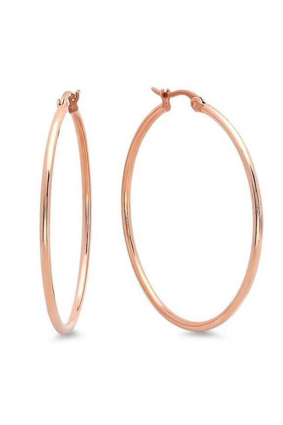 18K Rose Gold Plated 40 Mm Hoop Earrings