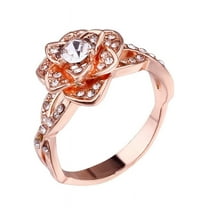 18K Rose Gold Plated Alloy Floral Ring: Electroplated European American Style Fashion Ring for Women