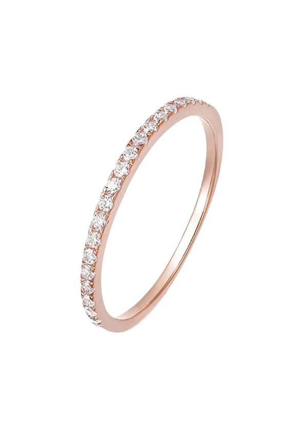 18K Rose Gold Created Diamond Thin Eternity Band, Available Sizes 6-10 plated