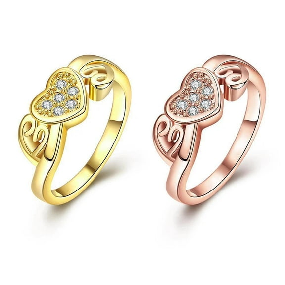 18K Rose Gold Plated Fashion Ring Aaa Zirconia Women Heart B242