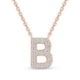 thumbnail image 1 of 18K Rose Gold Plated Initial Necklace | Moissanite Diamond Alphabet Necklace | Dainty Necklaces for Her | Letter "B" Pendant Necklace |18" + 2" Adjustable Chain, 1 of 6