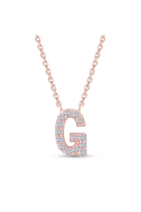 18K Rose Gold Plated Initial Necklace | Moissanite Diamond Alphabet Necklace | Dainty Necklaces for Her | Letter "G" Pendant Necklace |18" + 2" Adjustable Chain