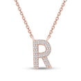 thumbnail image 1 of 18K Rose Gold Plated Initial Necklace | Moissanite Diamond Alphabet Necklace | Dainty Necklaces for Her | Letter "R" Pendant Necklace |18" + 2" Adjustable Chain, 1 of 6