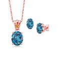 18K Rose Gold Plated Silver London Blue Topaz and Yellow Created