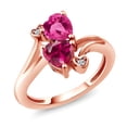 thumbnail image 1 of Gem Stone King 18K Rose Gold Plated Silver Pink Created Sapphire Red Created Ruby and White Lab Grown Diamond Ring for Women (1.79 Cttw, Heart Shape 6MM, Gemstone Birthstone, Size 6), 1 of 6