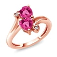 thumbnail image 1 of 18K Rose Gold Plated Silver Pink Created Sapphire and White Lab Grown Diamond Ring for Women (1.63 Cttw, Heart Shape 6MM, Gemstone September Birthstone, Available in Size 5, 6, 7, 8, 9), 1 of 6
