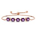 thumbnail image 1 of 18K Rose Gold Plated Silver Purple Amethyst and White Lab Grown Diamond Tennis Bracelet for Women (3.56 Cttw, Cushion Checkerboard 6MM, Gemstone Birthstone, Fully Adjustable up to 9 inch), 1 of 4