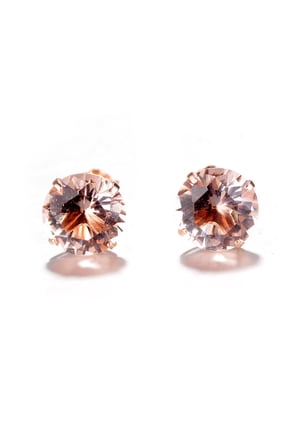 18K Rose Plated Lab Morganite Stud Earrings