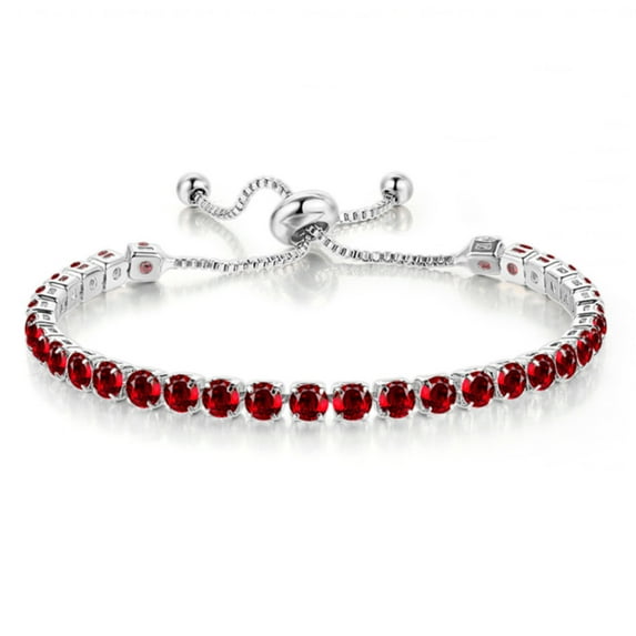 18K Silver Plated Adjustable AAAA4mm Zircon Tennis Bracelet Ladies Girls Wedding Party Gift (July)