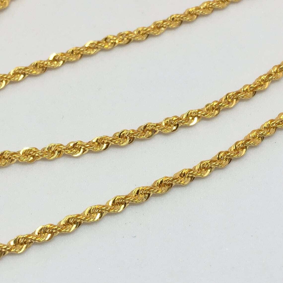 18K Solid Gold Rope Chain Necklace Men Women - Genuine 18k Gold - All ...