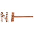 thumbnail image 1 of 18K Solid Rose Gold Natural Diamond Initial 'N' Letter Mix & Match SINGLE Stud Earring (Half Pair), 1 of 4