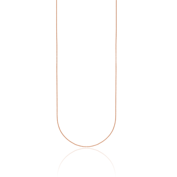 18K Solid Rose Pink Gold 1.1mm Cable Rolo Link Chain Belcher Necklace
