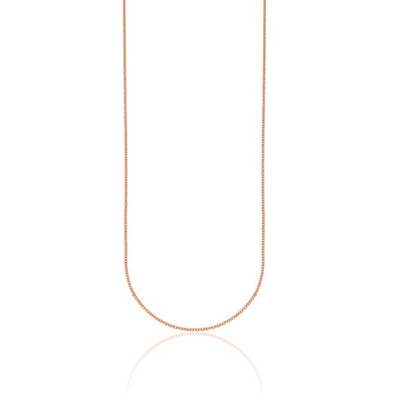 18K Solid Rose Pink Gold 1.5mm Cable Rolo Link Chain Belcher Necklace