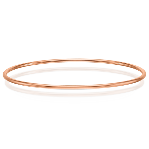 18K Solid Rose Pink Gold 2mm Slip On Bangle Bracelet