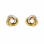 18K Solid Tricolor Gold Knot Screwback Earrings