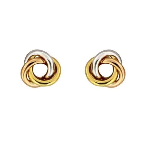 18K Solid Tricolor Gold Knot Screwback Earrings