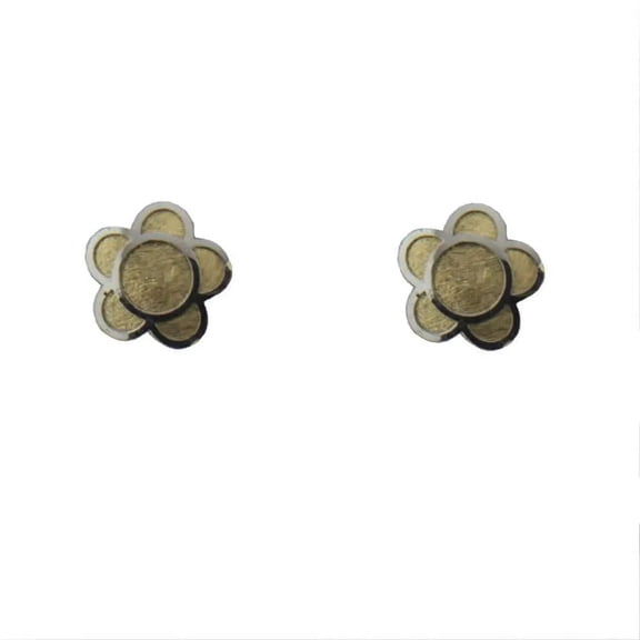 18K Solid Two Tone Satin Flower Covered Screwback earrings