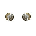 thumbnail image 1 of 18K Solid Two Tone Yellow open Circle with central Pearl Covered Screwback Earrings, 1 of 3