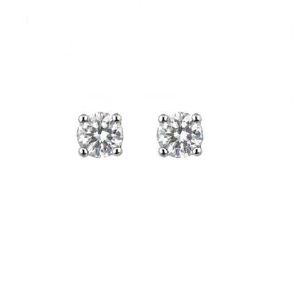 18K Solid White Gold .20ct twt Diamond Studs Covered Screwback Earrings