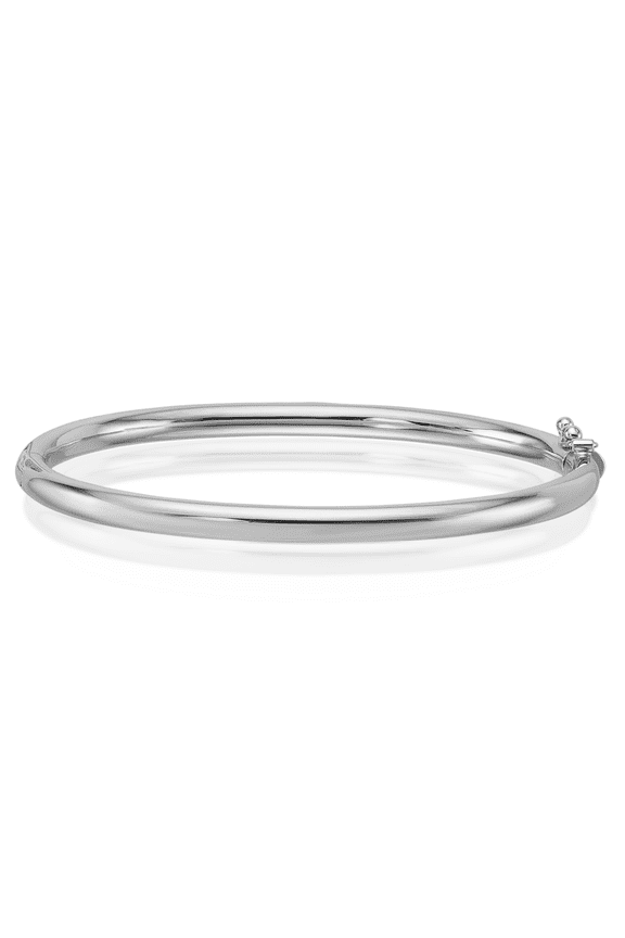 18K Solid White Gold 4mm Hinged Bangle Bracelet