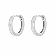 18K Solid White Gold Hinged Hoop Huggie Earrings 0.39 inch 10mm /0.06 inch 1.6 mm Thickness