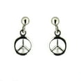 thumbnail image 1 of 18K Solid White Gold Peace Sign Stud Post Earrings, 1 of 3