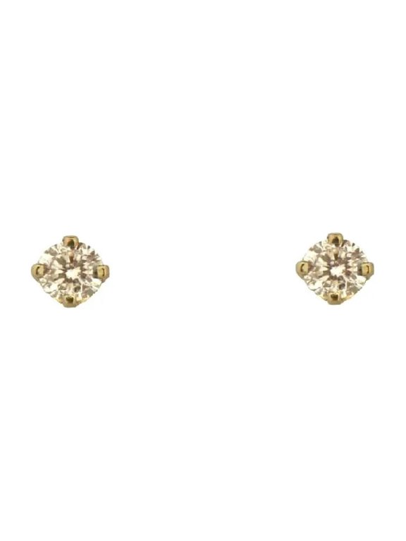 18K Solid Yellow Gold 0.05ct twt Diamond Stud Covered Screwback Earrings