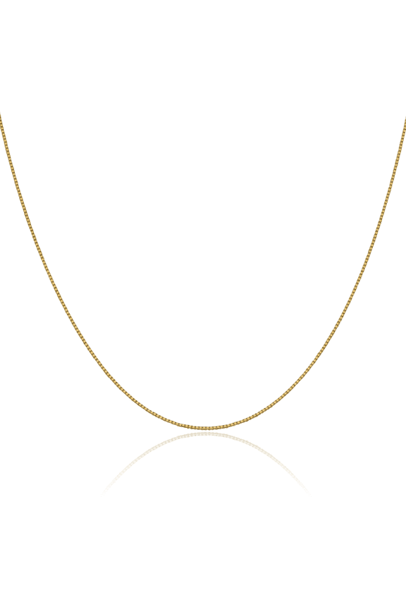 18K Solid Yellow Gold 0.7mm Box Link Chain Necklace