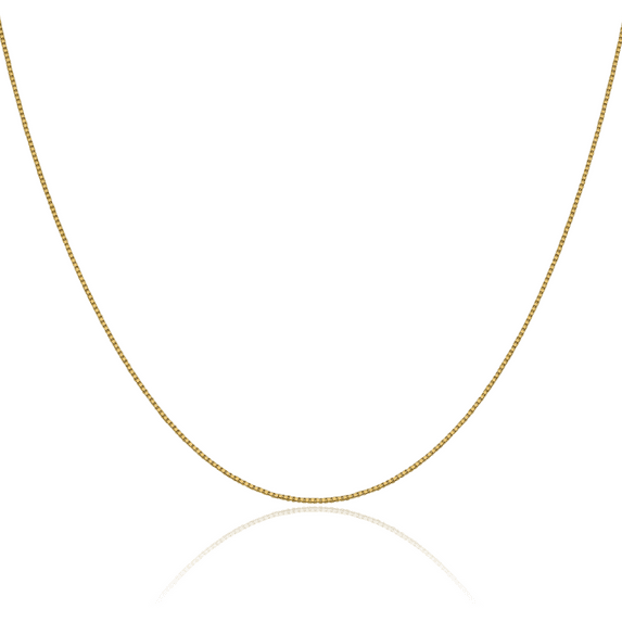 18K Solid Yellow Gold 0.7mm Box Link Chain Necklace
