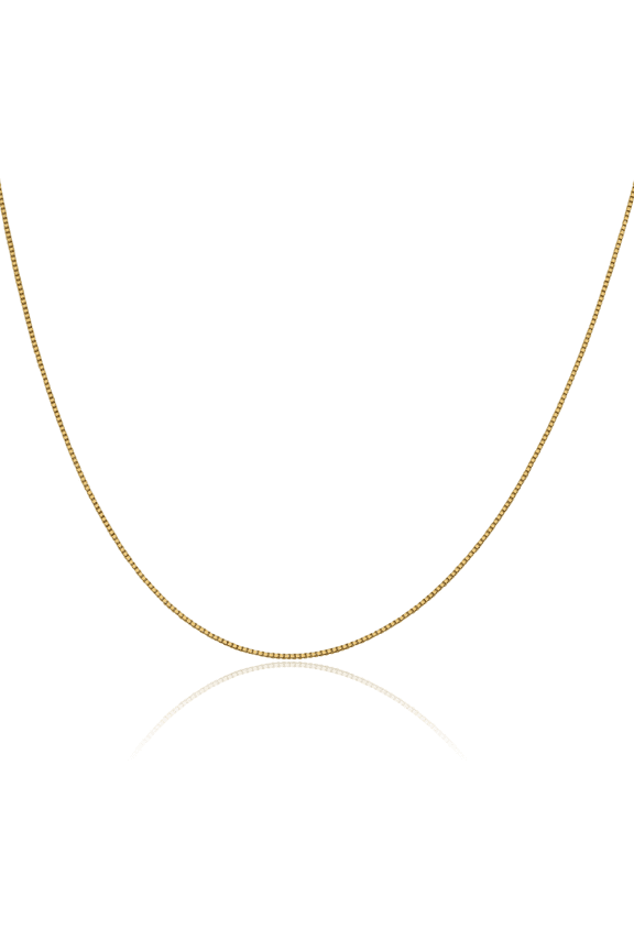 18K Solid Yellow Gold 0.9mm Box Link Chain Necklace