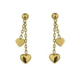thumbnail image 1 of 18K Solid Yellow Gold 2 Polished Hearts Dangle Post Earrings L- 1 inch, 1 of 4