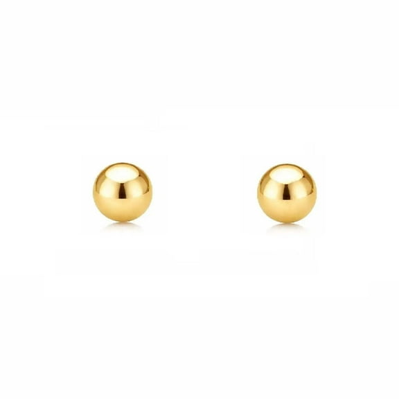 18K Solid Yellow Gold  3 mm Ball Covered Screwback Earrings