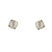 18K Solid Yellow Gold 3mm. Cultivated Pearl Stud Covered Screwback Earrings