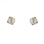 18K Solid Yellow Gold 3mm. Cultivated Pearl Stud Covered Screwback Earrings