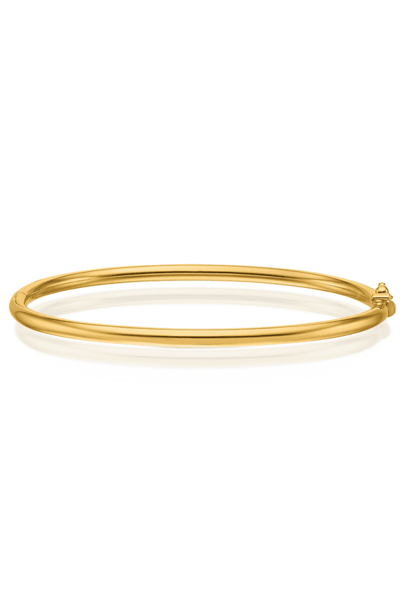 18K Solid Yellow Gold 3mm Hinged Bangle Bracelet