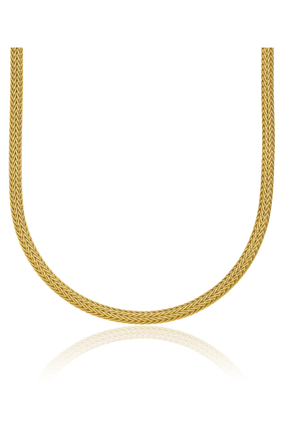 18K Solid Yellow Gold 3mm Popcorn Mesh Chain Necklace