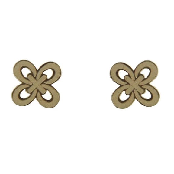 18K Solid Yellow Gold 4 Pedal Satin Flower Covered Screwback Earrings
