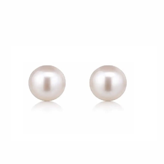 18K Solid Yellow Gold 4 mm Cultivated Pearl Covered Screwback Studs Earring