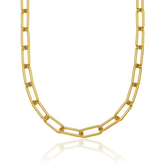 18K Solid Yellow Gold 5mm Paperclip Cable Rolo Link Chain Belcher Necklace
