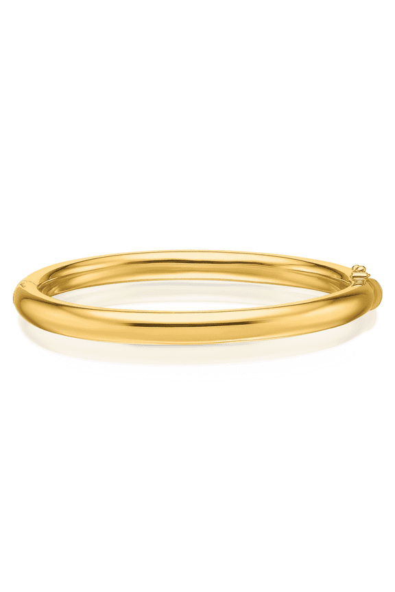 18K Solid Yellow Gold 6.3mm Hinged Bangle Bracelet
