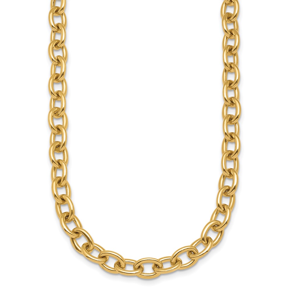 18K Solid Yellow Gold 7.7mm Oval Cable Rolo Link Chain Belcher Necklace ...