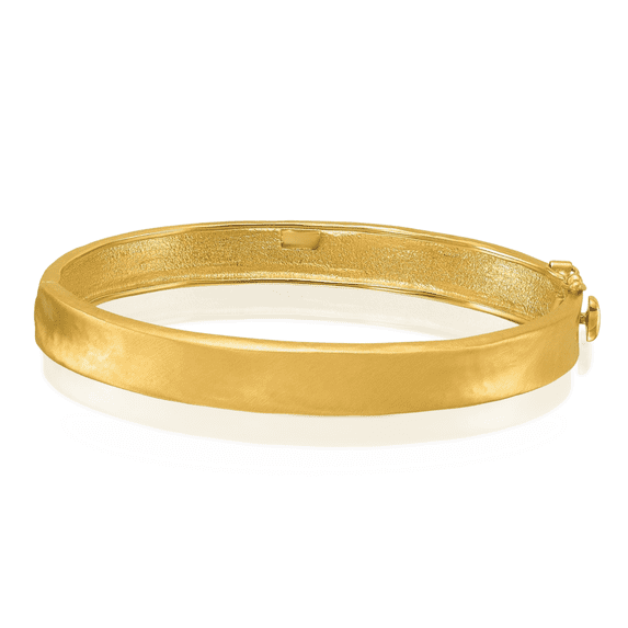 18K Solid Yellow Gold 8.5mm Hinged Bangle Bracelet