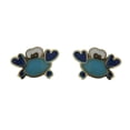thumbnail image 1 of 18K Solid Yellow Gold Blue enamel Crab Stud Covered Screwback Earrings, 1 of 3