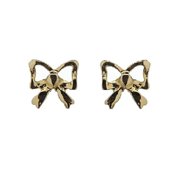 18K Solid Yellow Gold Bow covered screwbacks Earrings