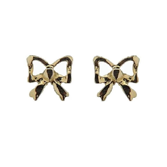 18K Solid Yellow Gold Bow covered screwbacks Earrings