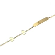 18K Solid Yellow Gold Double Heart ID Bracelets