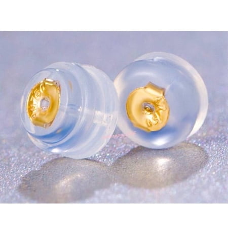 18K Solid Yellow Gold Earring Backs Silicone Padded Safety Grip Earring Backings Secure Pierced Earring Backs for Ear Studs