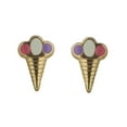 thumbnail image 1 of 18K Solid Yellow Gold Enamel Ice Cream Cone Covered Screwback Earrings, 1 of 3