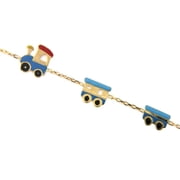 18K Solid Yellow Gold Enamel Train Bracelet
